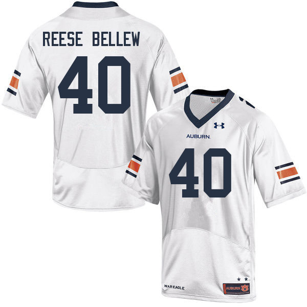 Men #40 John Reese Bellew Auburn Tigers College Football Jerseys Sale-White - Click Image to Close